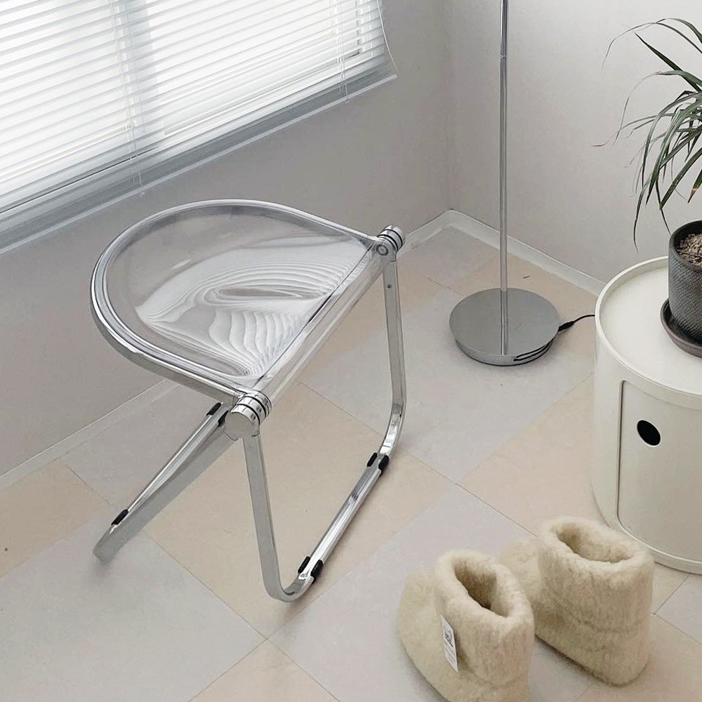영가구[B급상품] 베가 콕 스툴 투명 플라스틱 디자인 접이식 보조 의자